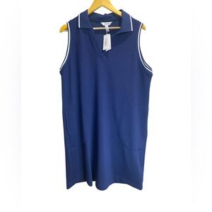 Spanx Women’s Airpique Sleeveless Polo Dress XL Navy | NWT Preppy Golf Tennis